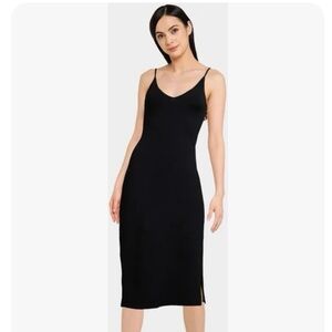 Abercrombie & Fitch Soft A&F Black Ribbed Midi Dress